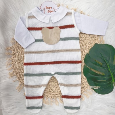  Macacão de Linha Hugo Ferrugem, bege e verde